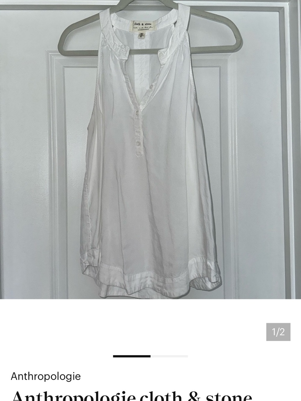 cloth & stone White Sleeveless Henley Tank Top